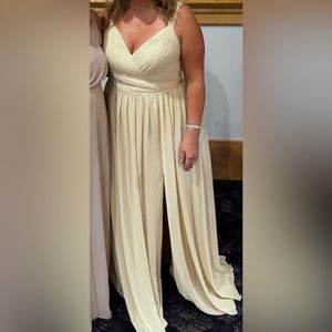 A14 Chiffon Floor Length Dress. Champagne.
